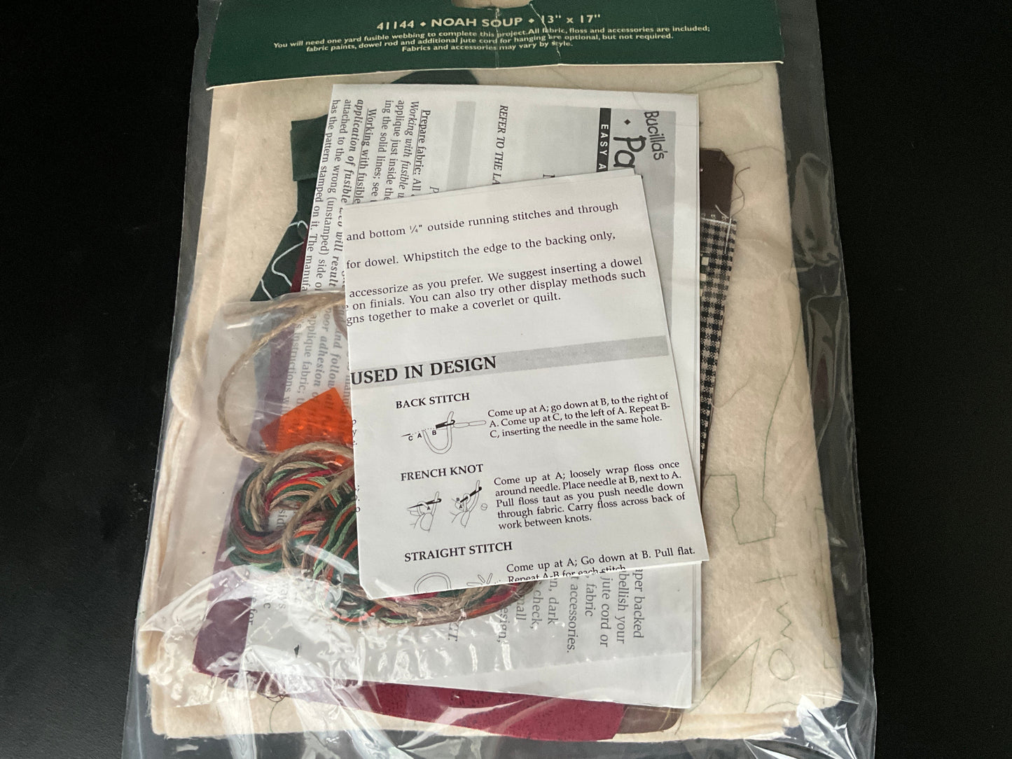Bucilla’s Patchworks Noah Soup 41144 appliqué project kit