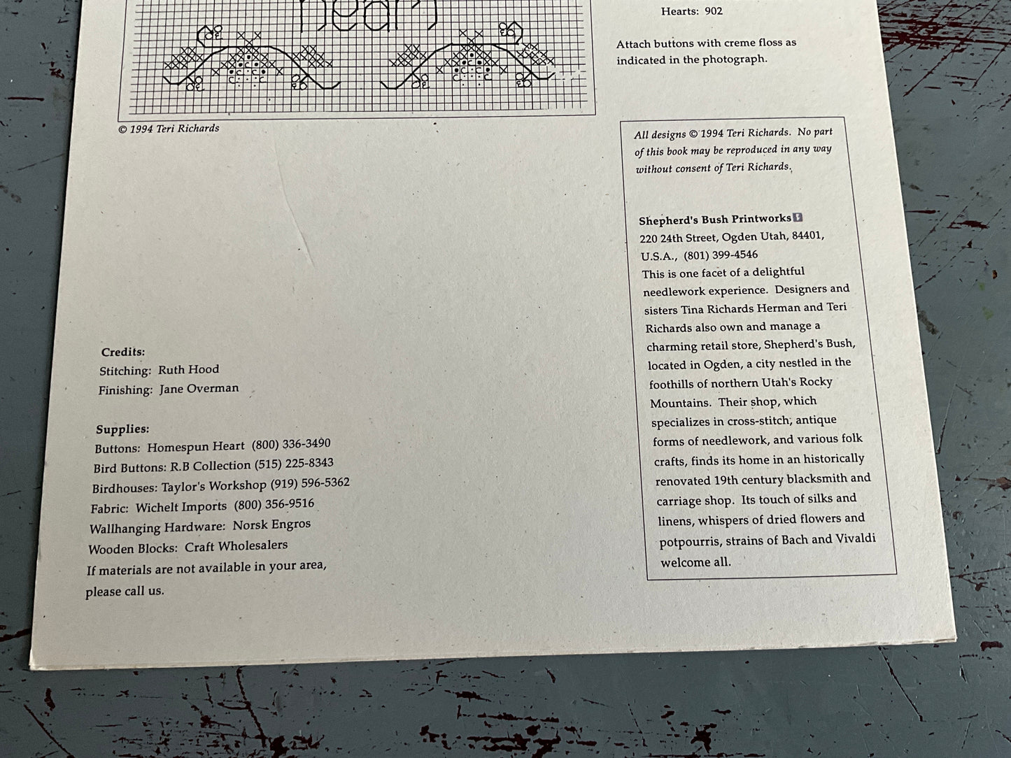 Shepherd’s Bush Heart & Home Folio counted cross stitch chart