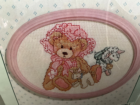 Janlynn Precious Bears Girls Teddy 139-14cross stitch kit with frame
