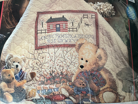 Dimensions Old Teddies Quilt 3185 stamped cross stitch kit