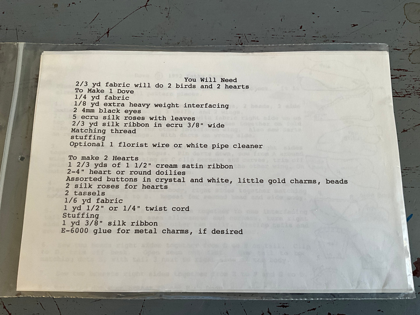 Gooseberry Hill Doves and Hearts craft pattern