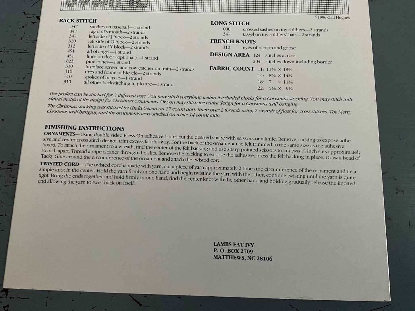 Lambs Eat Ivy Needlework Design Christmas Surprises counted cross stitch chart