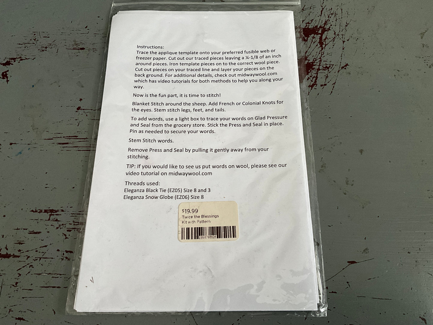 Twice the Blessing by Midway Wool counted cross stitch chart