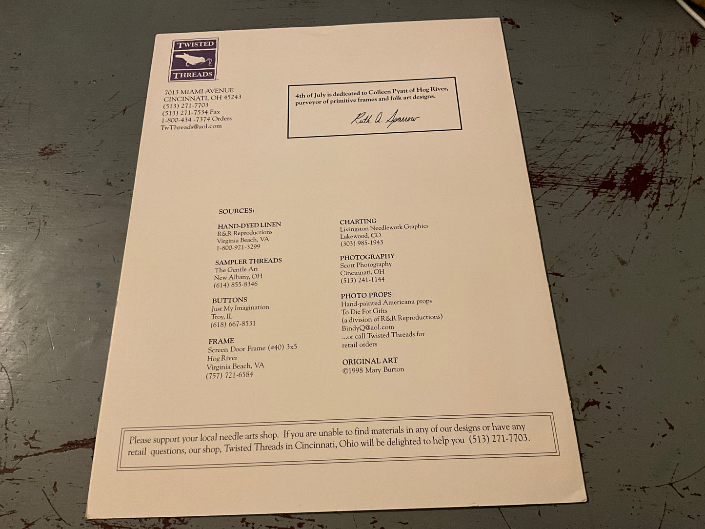 Twisted Threads 4th Of July counted cross stitch chart