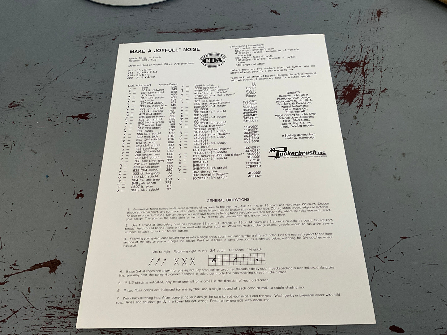 Puckerbush Make A Joyful Noise PB22 counted cross stitch chart