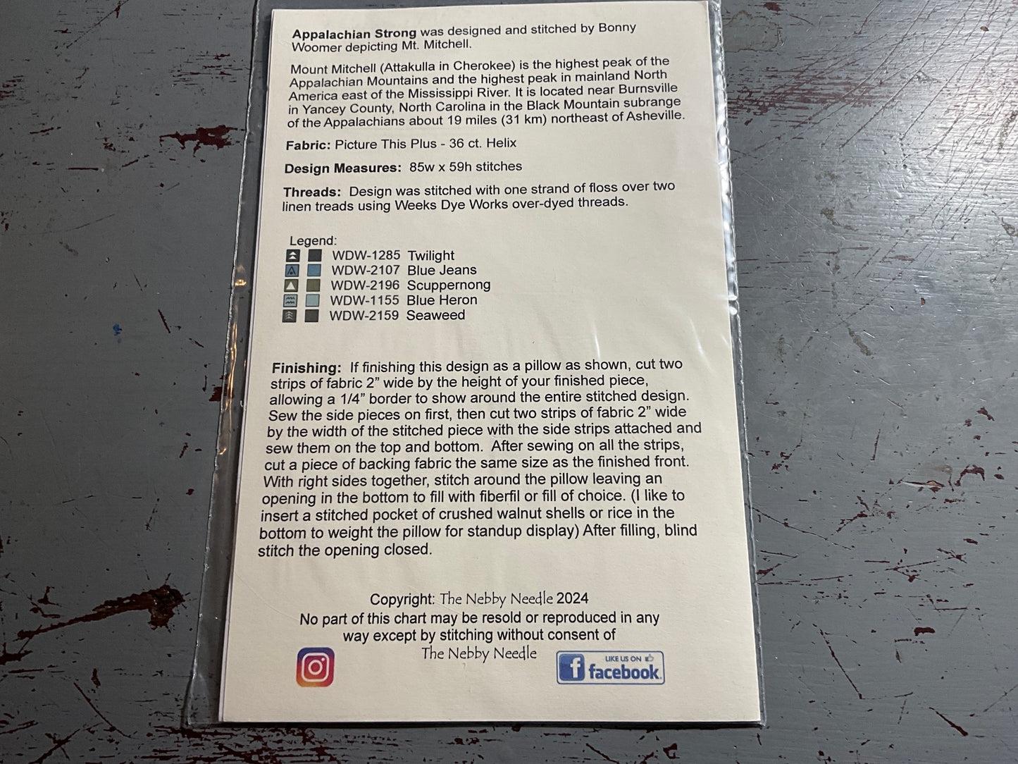 The Nebby Needle Appalachian Strong counted cross stitch chart