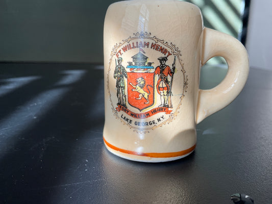 William Henry Lake George NY porcelain 2 inch tall mini stein