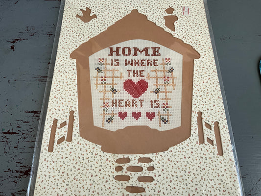 Millie’s Simply Mats House shaped mat with free Home is Where the Heart Is cross stitch pattern included