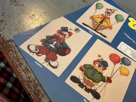 Clowns I Designed by Cathy Livingston Item # 801 counted cross stitch chart