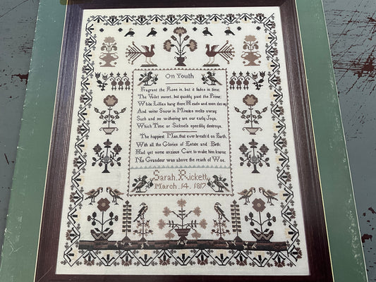 Cross My Heart The Sarah Rickett Sampler CSB-25 vintage 1987 cross stitch chart