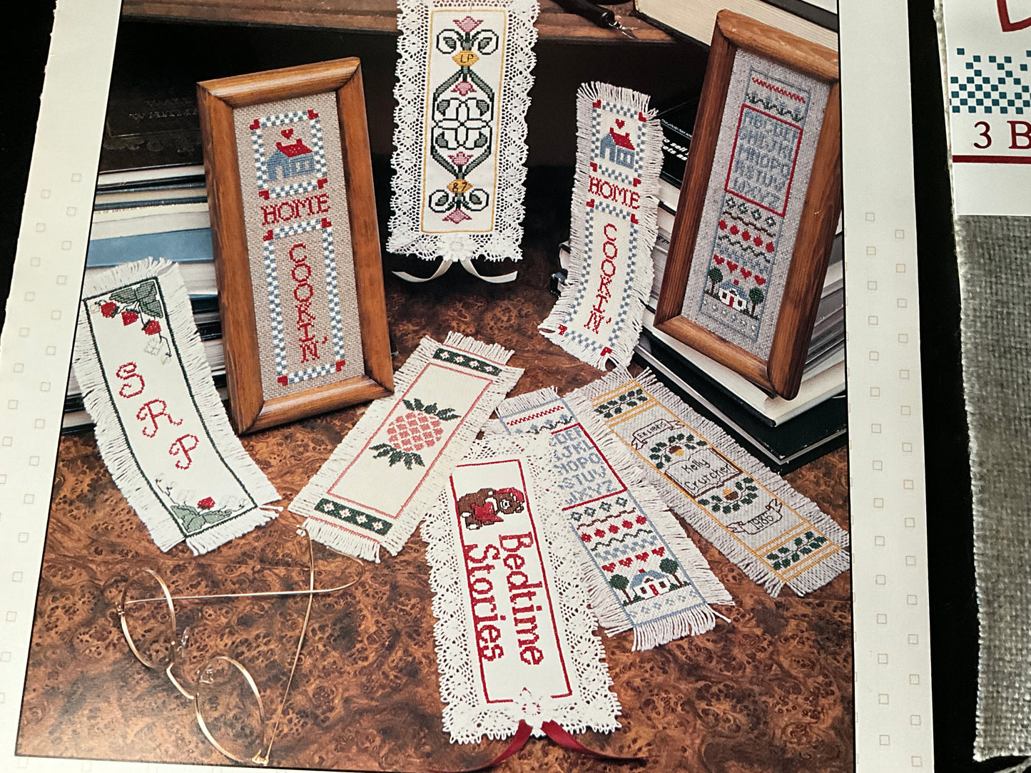 Back Street Designs Basic Bookmarks I cross stitch chart plus 3 Basic Cloth 18 count bookmark blanks