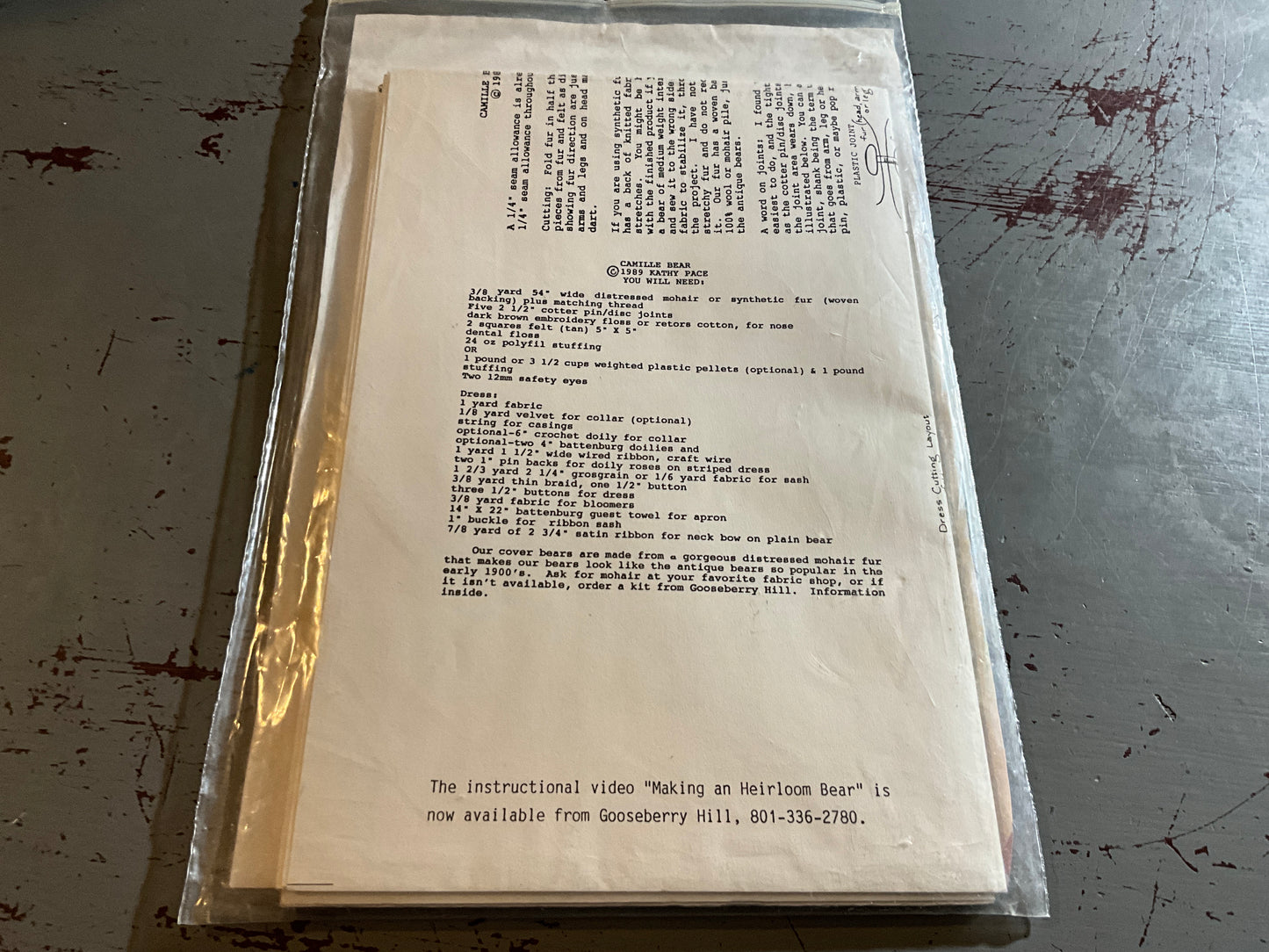 Gooseberry Hill Camille A French Country Bear by Kathy Pace doll making pattern