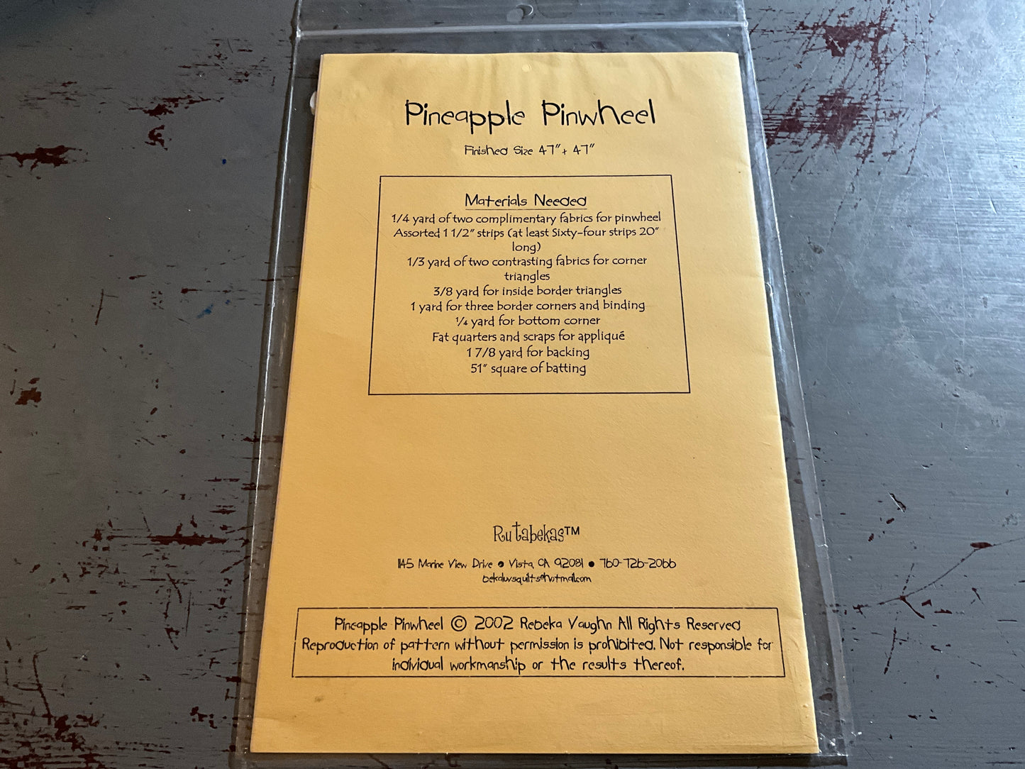 Rutabekas Pineapple Pinwhheel 701 quilt pattern