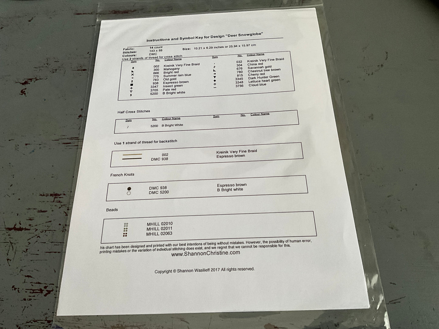 Shannon Christine Designs Deer Snow Globe counted cross stitch chart