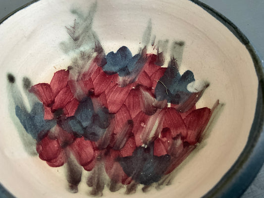 Tantalizing Tulips hand painted ceramic heart shaped trinket dish