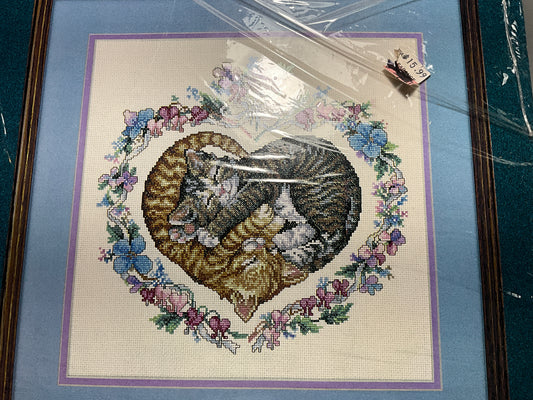 Needle Treasures Borderlines Loving Kittens cross stitch kit