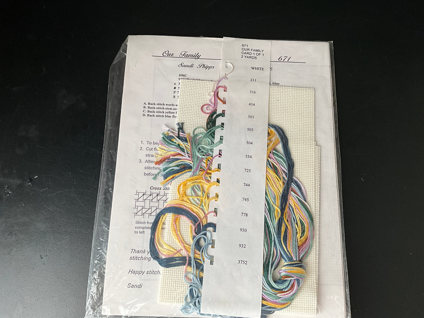 Sandi Phillips Our Family 671 counted cross stitch kit 14 count antique white AIDA