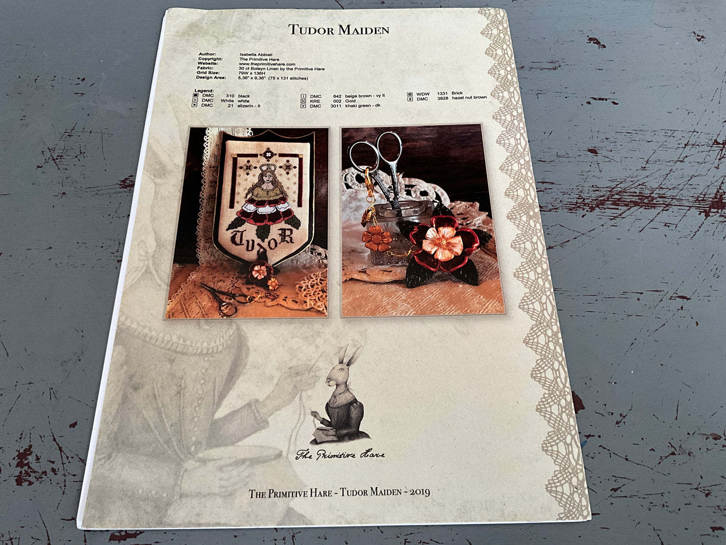 The Primative Hare Tudor Maiden 2019 needlecraft chart