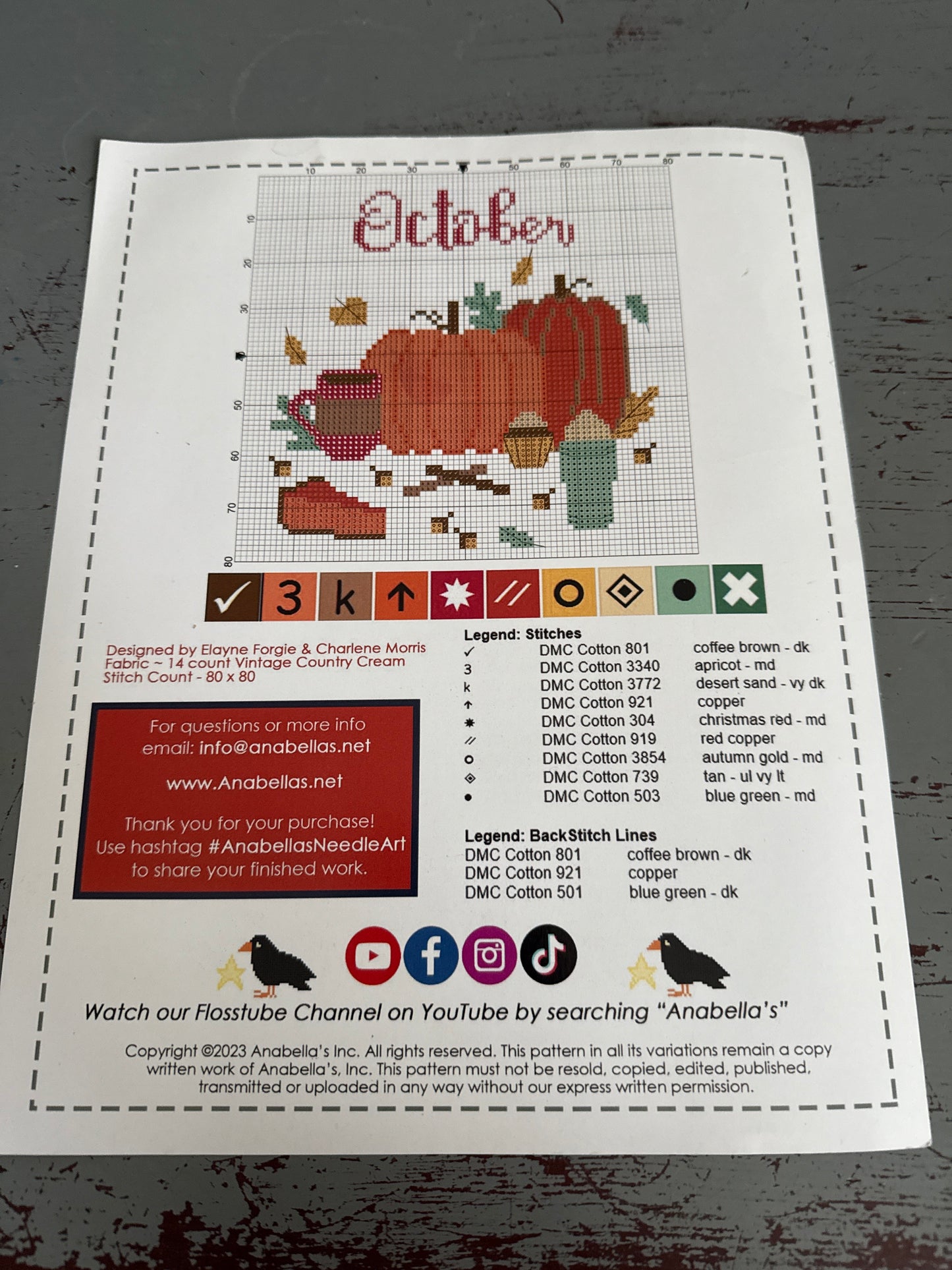 Annabella’s Memorable Months October counted cross stitch chart