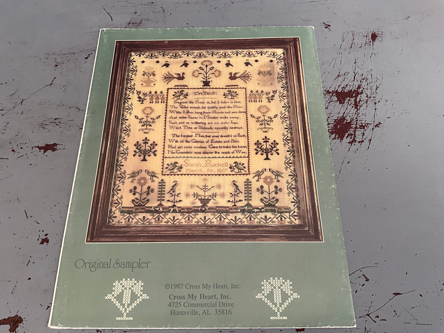 Cross My Heart The Sarah Rickett Sampler CSB-25 vintage 1987 cross stitch chart