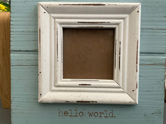 Mudpie “hello world” baby picture wall hanging frame 8” square frame that fits a 3” square picture.