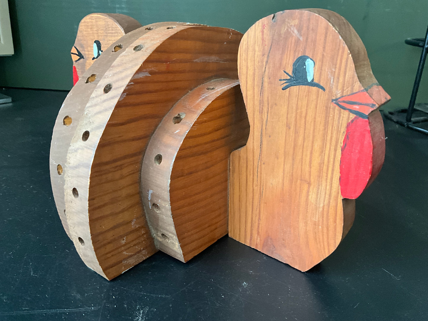 Tremendous Tom Turkey hand made and painted wooden bookends