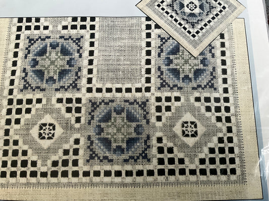 The Lower Thread Medallion Runner Morningstar Embroidery Group Hardinger kit w/ flower thread