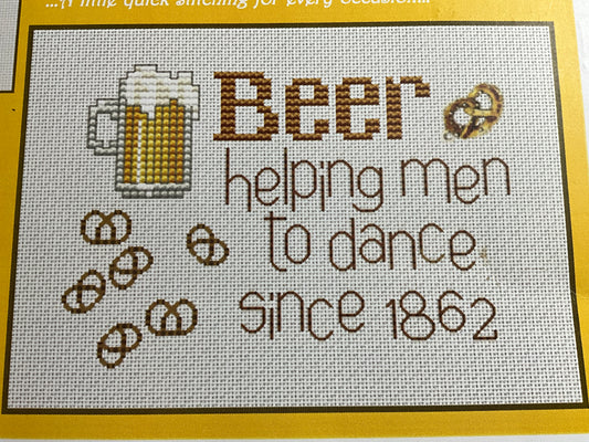 Sue Hillis Designs Post Stitches Beer Helping Men Dance since 1862 counted cross stitch chart