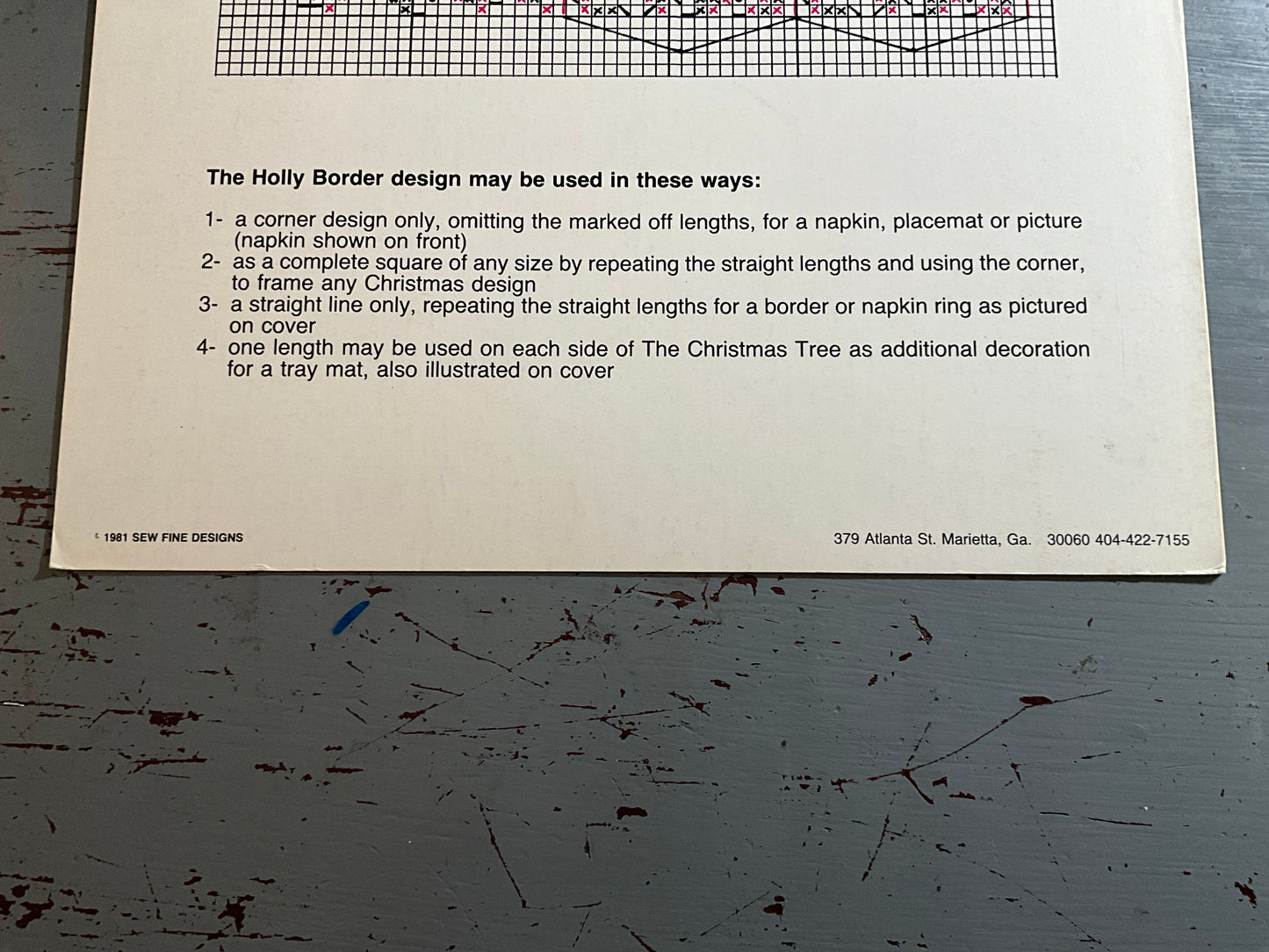 Sew Fine The Christmas Tree and Holly Border counted cross stitch chart