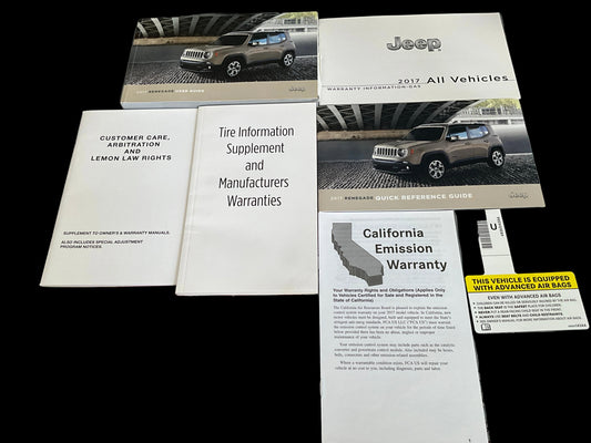 2017 Jeep Renegade user guide,quick reference guide, and associated booklets in a very nice brown canvas pouch vehicle owners manual etc.