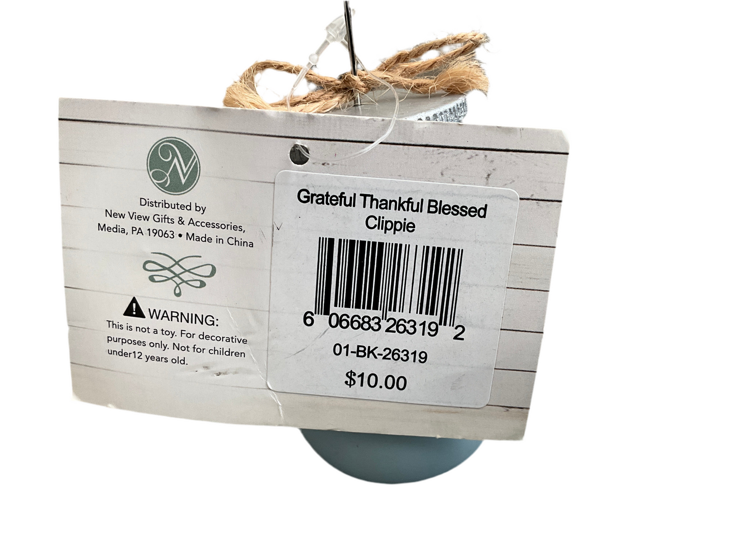 Grateful Thankful Blessed Clippie mason jar style decorative photo display