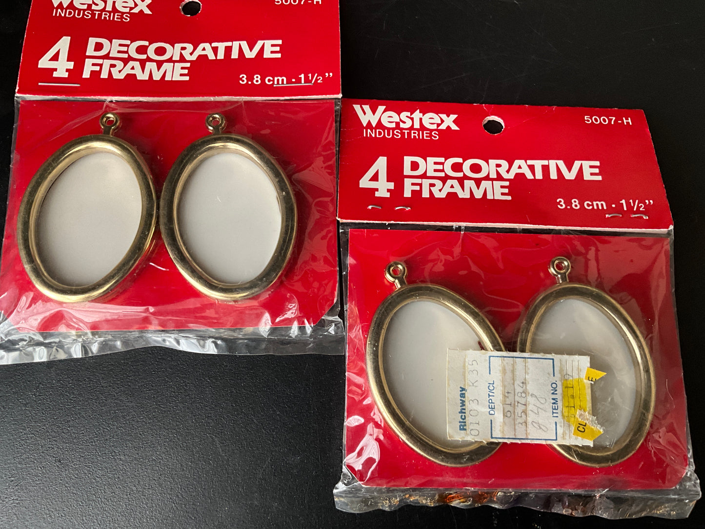 Westex 8 gold-tone miniature oval 1.5” frames set of 2 packages with 4 in each