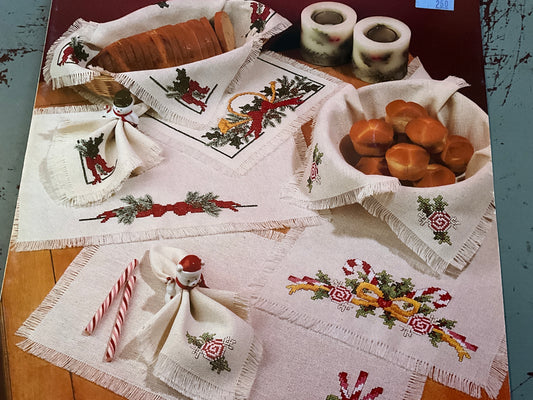 Janlynn Holiday Table Linens Leaflet #900-26 Christmas cross stitch chart