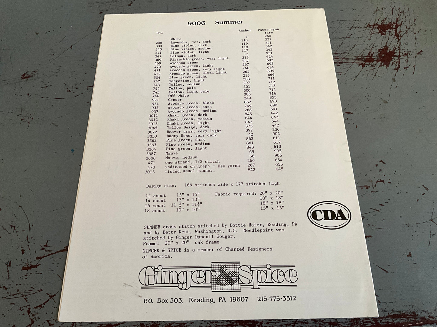 Ginger & Spice Summer Charted Designs by Ginger Gouger Vintage Counted Cross Stitch Pattern 9006 166 by 177