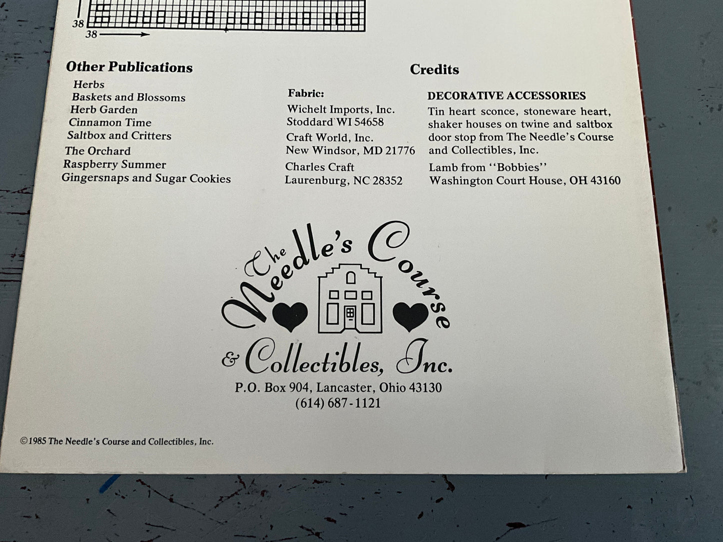 The Needles Course Saltbox and Critters by Roberta G. Hedges counted cross stitch chart