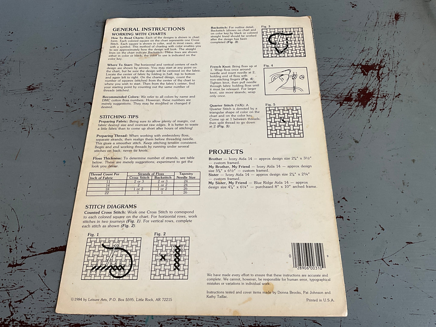 Leisure Arts To Sister & Brother with Love Leaflet 310 counted cross stitch chart