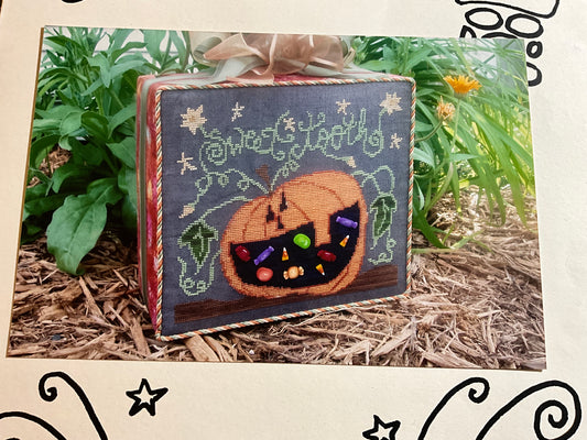 Raise the Roof Sweet Tooth Jack-O-Lantern counted cross stitch chart