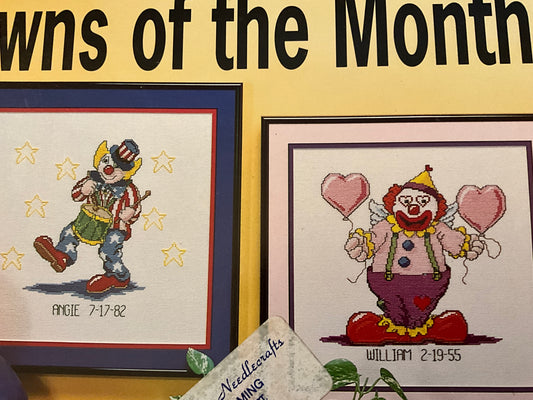 Kappie Originals Clowns of the Month Book 414 counted cross stitch chart
