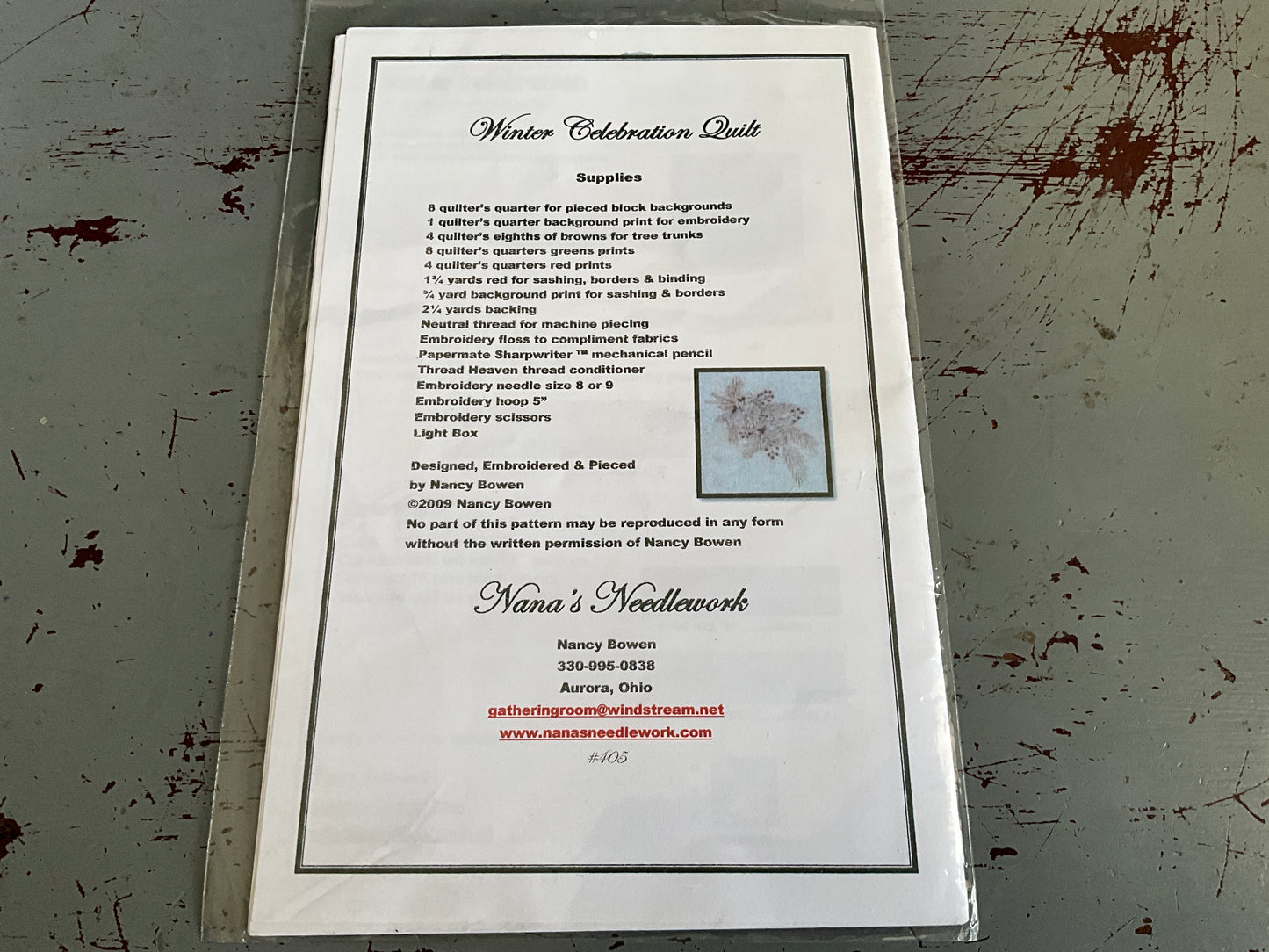 Nana’s Needlework Winter Celebration Quilt 48 by 48 inch pattern