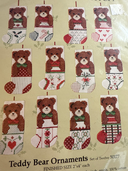 Something Special Teddy Bear Ornaments counted cross stitch kit by Candamar Designs