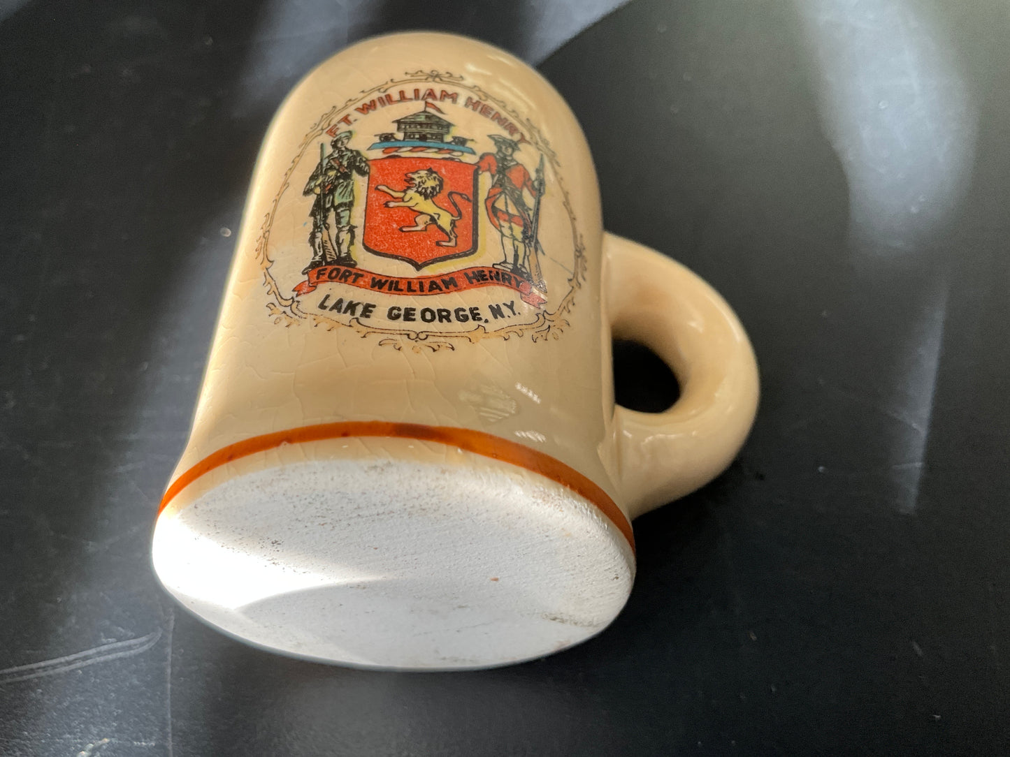 William Henry Lake George porcelain NY 2 inch tall mini stein