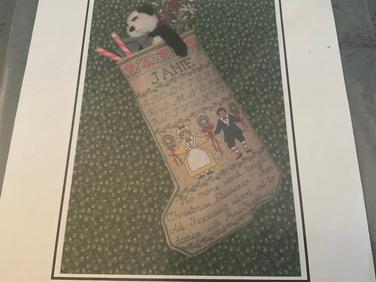 Margaret & Margaret Dickens’ Stocking Three Mr. & Mrs. Fezziwig counted cross stitch chart