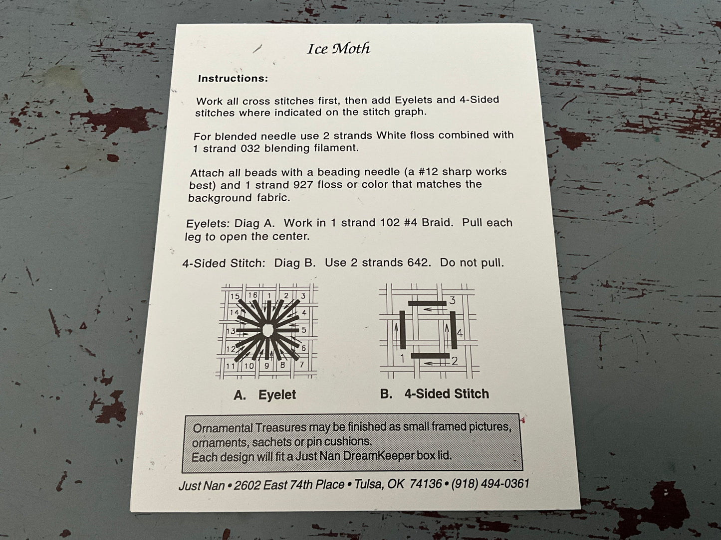 Just Nan Ice Moth cross stitch chart rare hard to find pattern