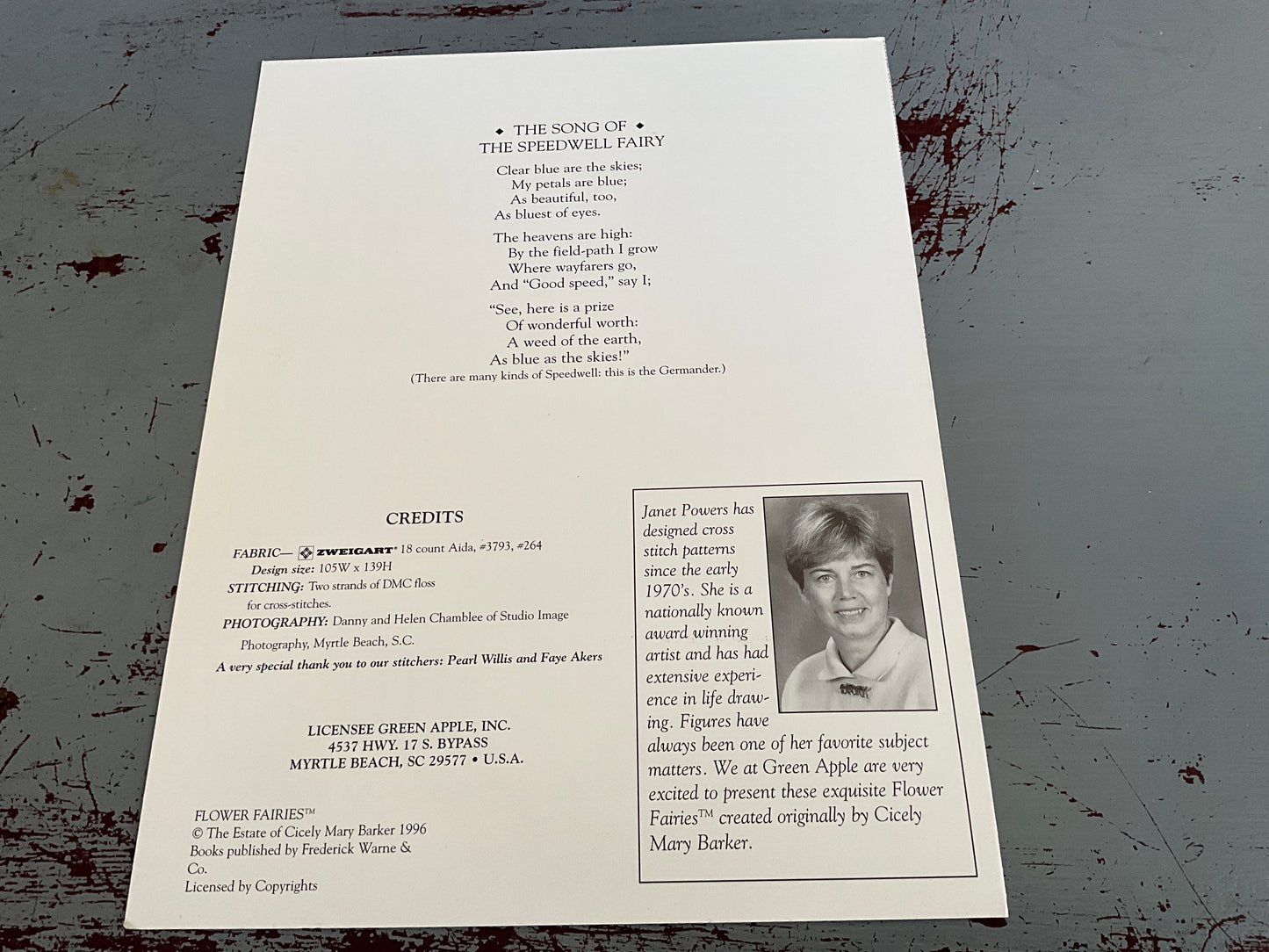 Flower Fairies of the Spring The Speedwell Fairy cross stitch chart