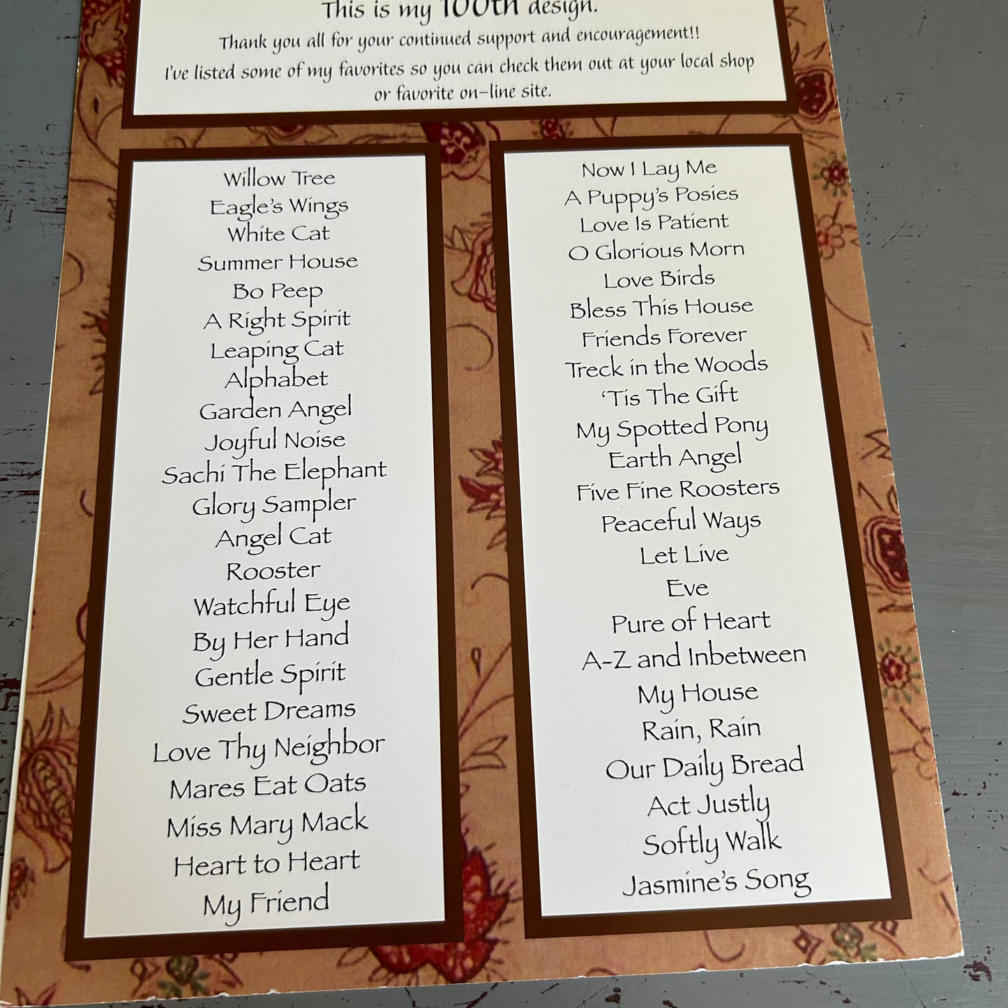 La-D-Da designs for counted thread choice see pictures and variations