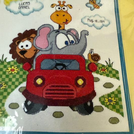 Jannlyn Baby Animal Fun Ride 021-1775 cross stitch kit 11 x 14 inches