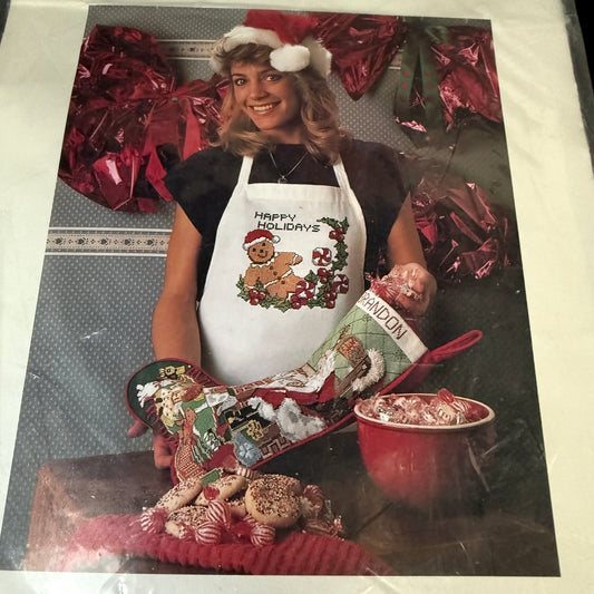 Golden bee kitchen stitchin' Happy holidays Apron 60442 cross stitch kit