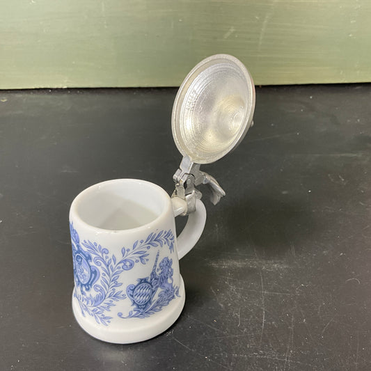 Magnificent mini stein with Zinn lid vintage decorative collectible