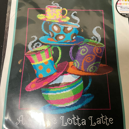 Dimensions A whole Lotta Latte 35218 vintage 2007 counted cross stitch kit*