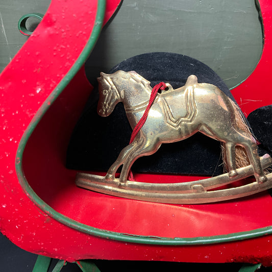 Department 56 Rocking Horse in gold-tone metal tin ornament